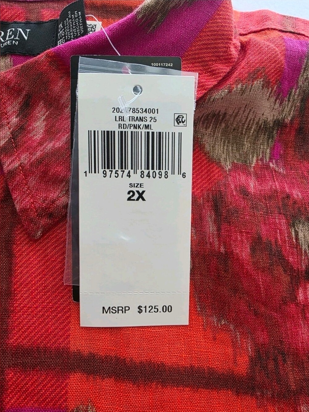 Lauren Ralph Lauren Womens Relaxed Fit Floral Linen Shirt Long Sleeve Sz 2XL NWT - Picture 6 of 16